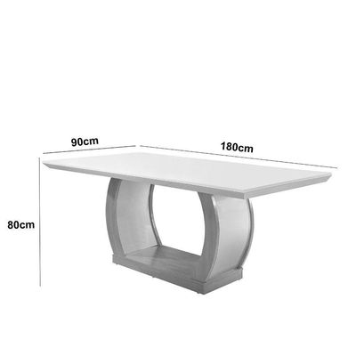 Mesa Para Sala De Jantar 180cm Milena Em Mdf E Vidro Off White/ Imbuia/ Serig. Off