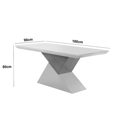 Mesa Aster 180cm Com Tampo Em Mdf E Vidro Canto Copo Off White/ Imbuia/ Serig. Off