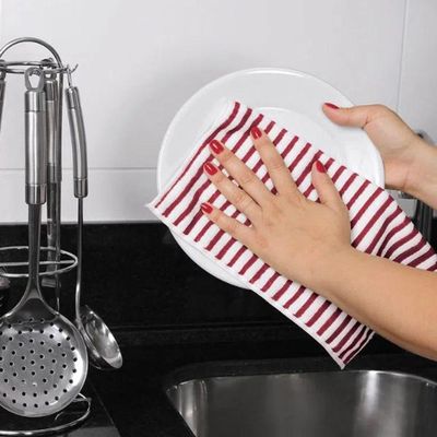 Kit Pano Multiuso Enxuga E Limpa Microfibra 3 Pçs Vermelho