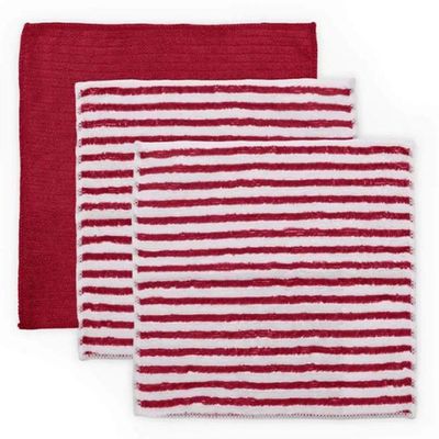 Kit Pano Multiuso Enxuga E Limpa Microfibra 3 Pçs Vermelho