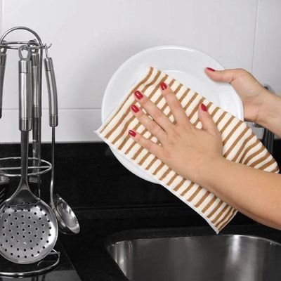 Kit Pano Multiuso Enxuga E Limpa Microfibra 3 Pçs Terracota
