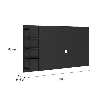Painel Para Tv Até 50 Pol. Prateleiras Preto Fosco Carraro