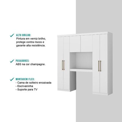 Guarda Roupa Casal 6 Portas Montagem Flex Branco Carraro
