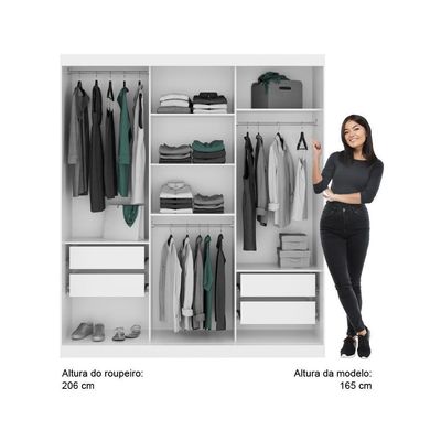 Guarda Roupa Casal 3 Portas 4 Gav Branco Carraro
