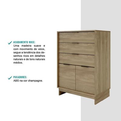 Cômoda 3 Gavetas 2 Portas Madeirada Carraro