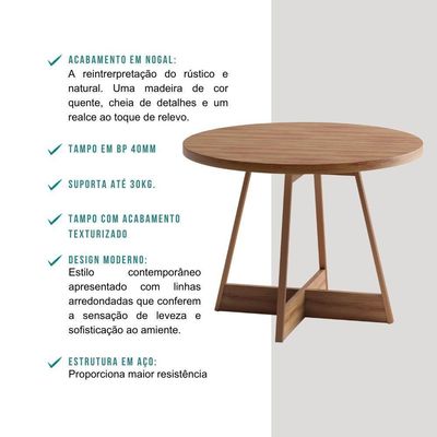 Conjunto Sala De Jantar Nairóbi 4 Cadeiras Carraro Areia/rose/nogal
