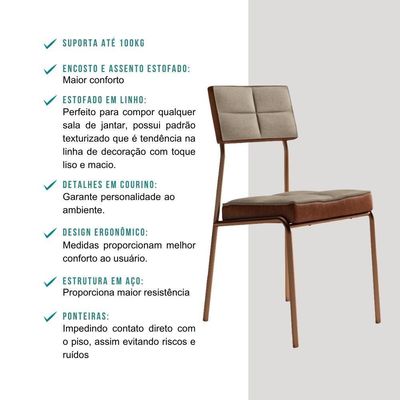 Conjunto Sala De Jantar Nairóbi 4 Cadeiras Carraro Areia/rose/nogal