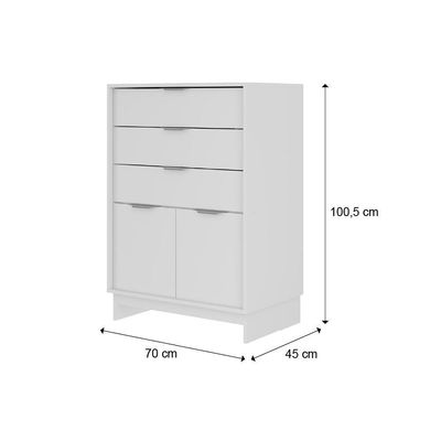 Cômoda 3 Gavetas 2 Portas 1112 Carraro - Branco Branco