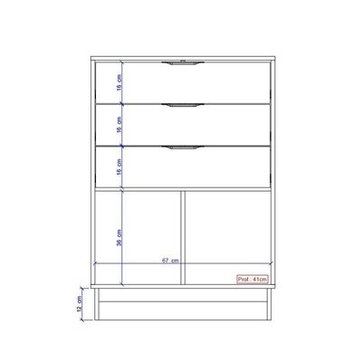Cômoda 3 Gavetas 2 Portas 1112 Carraro - Branco Branco