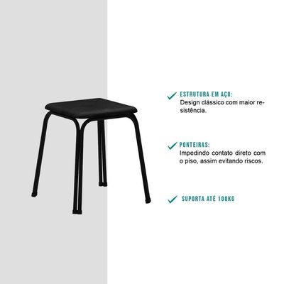 Conjunto 4 Banquetas Napa Preta Carraro