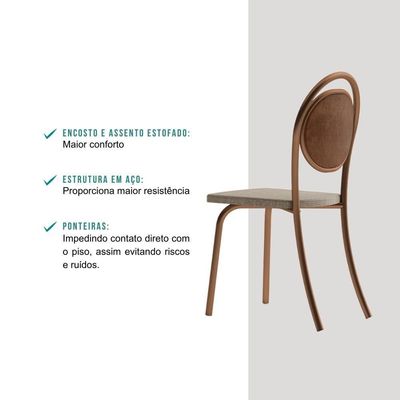 Conjunto 2 Cadeiras De Jantar 1738 Carraro Rose/bege