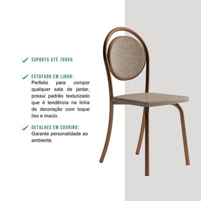 Conjunto 2 Cadeiras De Jantar 1738 Carraro Rose/bege