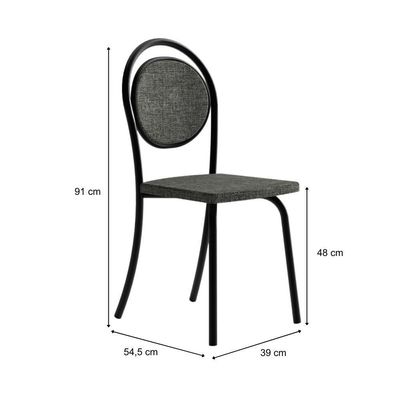 Conjunto 2 Cadeiras De Jantar 1738 Carraro Preto/cinza