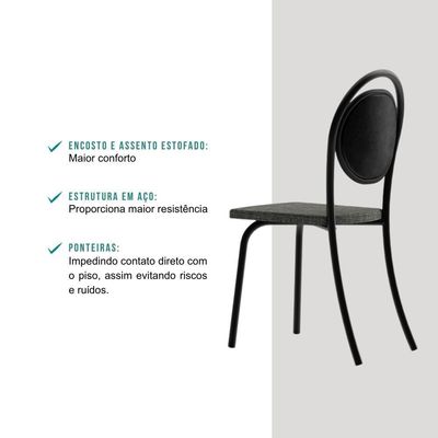 Conjunto 2 Cadeiras De Jantar 1738 Carraro Preto/cinza