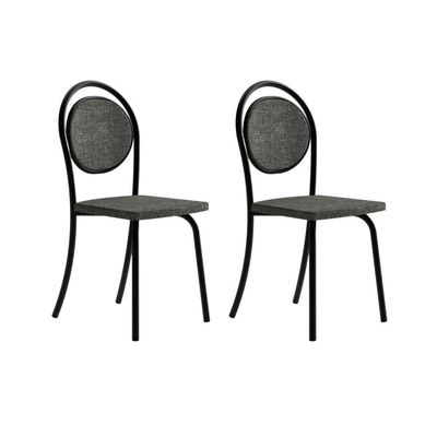 Conjunto 2 Cadeiras De Jantar 1738 Carraro Preto/cinza