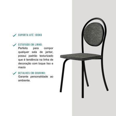 Conjunto 2 Cadeiras De Jantar 1738 Carraro Preto/cinza