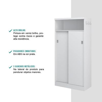 Armário Utilitário Lavanderia 2 Portas Branco Carraro