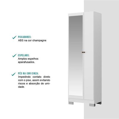 Armário Utilitário Sapateira 2 Portas Espelho Branco