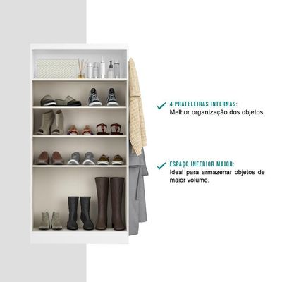 Armário Utilitário Sapateira 2 Portas Branco Carraro
