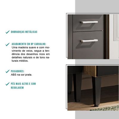 Armário Cozinha Compacta Arizona Smart Carvalho/preto Carraro