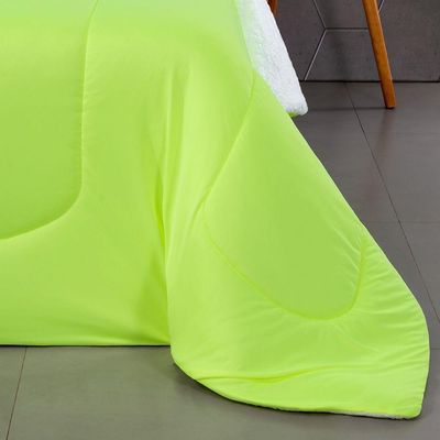 Coberdrom Edredom Solteiro Fluorescente Porta Bordado - Verde