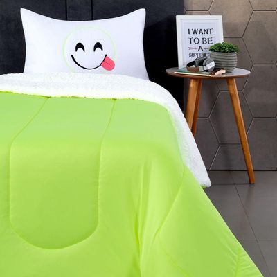 Coberdrom Edredom Solteiro Fluorescente Porta Bordado - Verde