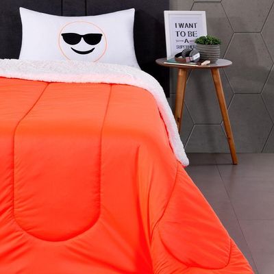 Coberdrom Edredom Solteiro Fluorescente Porta Bordado - Laranja