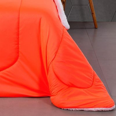 Coberdrom Edredom Solteiro Fluorescente Porta Bordado - Laranja