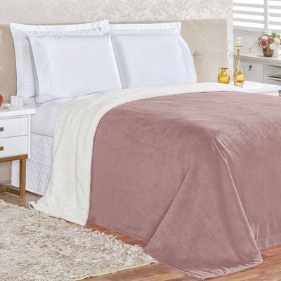 Kit Fascinio Queen Cobertor + Lençol 4 Peças - Rosê