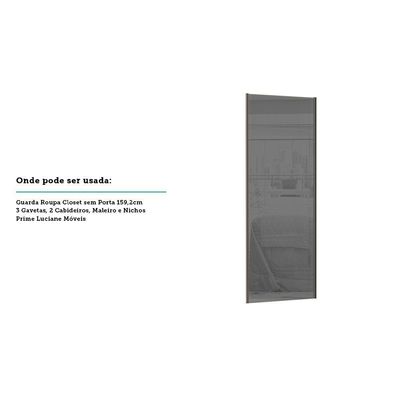 Porta 80cm Com Vidro Prata E Puxador Inox Com Kit Ferragem