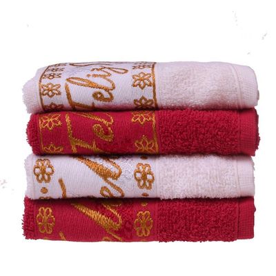 Toalha De Rosto Feliz Natal Bordada Jacquard 45x68 Bene Casa Vermelho