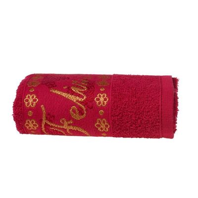 Toalha De Banho Feliz Natal Bordada Jacquard 68X135 Bene Casa Vermelho