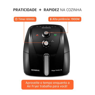 Fritadeira Sem Óleo Air Fryer 8L Mondial Preto - AFN-80-FB 127V