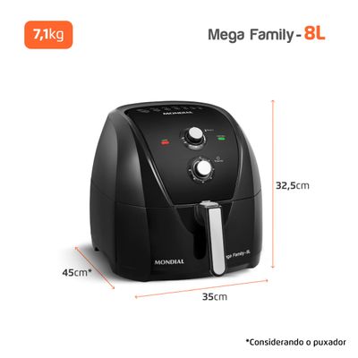 Fritadeira Sem Óleo Air Fryer 8L Mondial Preto - AFN-80-FB 220V