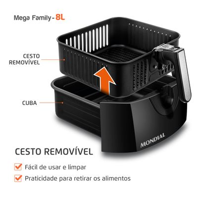 Fritadeira Sem Óleo Air Fryer 8L Mondial Preto - AFN-80-FB 220V