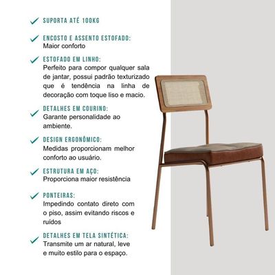 Conjunto Sala De Jantar Filadélfia 6 Cadeiras Carraro Areia/rose/nogal