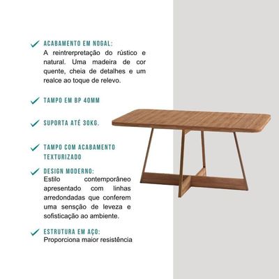 Conjunto Sala De Jantar Filadélfia 6 Cadeiras Carraro Areia/rose/nogal