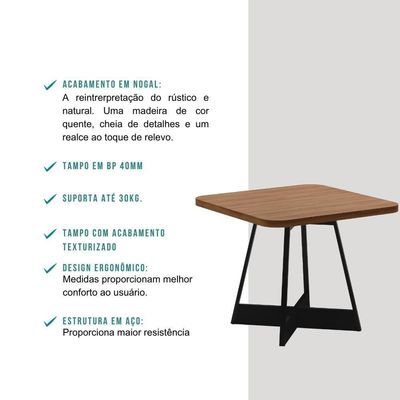 Conjunto Sala De Jantar Seul 4 Cadeiras Carraro Grafite/preto/nogal