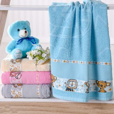 Kit Toalha De Banho E Rosto Infantil Com Barra Ponto Cruz