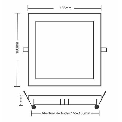 Painel De Led Quadrado Embutir 12w Bivolt Taschibra 4000k Luz Neutra