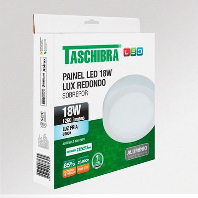 Painel De Led Redondo Sobrepor 18w Bivolt Taschibra
