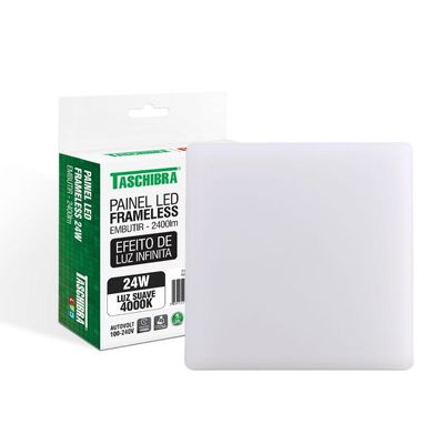 Painel De Led Taschibra Frameless Quadrado Embutir 24w Bivolt 4000k Luz Neutra