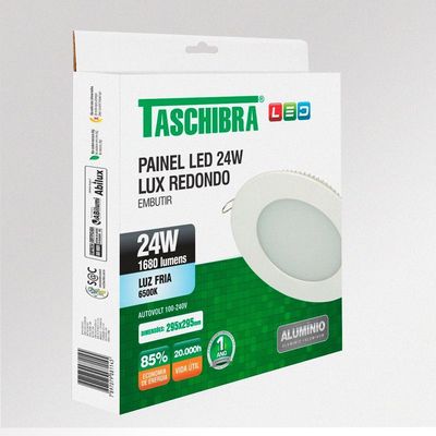Painel De Led Redondo Embutir 24w Bivolt Taschibra 6500k Luz Fria