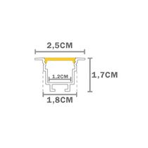 Perfil De Embutir Taschibra Para Fita De Led Vertex 25 Com 3 Metros Preto