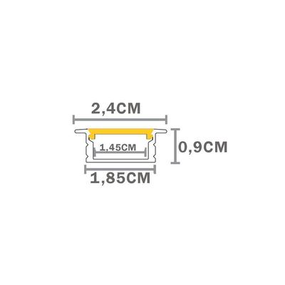Perfil De Embutir Taschibra Para Fita De Led Vertex 24 Com 3 Metros Preto