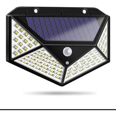 Luminária Solar Parede 100 Led Sensor Presença Com 3 Funções
