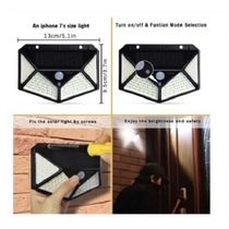 Luminária Solar Parede 100 Led Sensor Presença Com 3 Funções