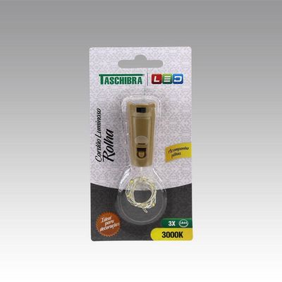 Cordão Natalino Rolha Luminoso 10 Led 50cm A Pilha Taschibra