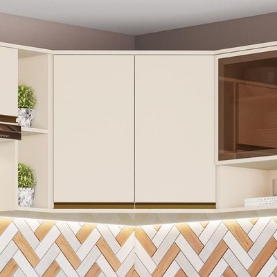 Armário Aéreo De Cozinha Canto Oblíquo 2 Portas Connect Henn Off White