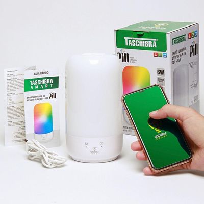 Luminária De Mesa Taschibra Smart Wi-fi Inteligente Pill 6w Rgb Bivolt